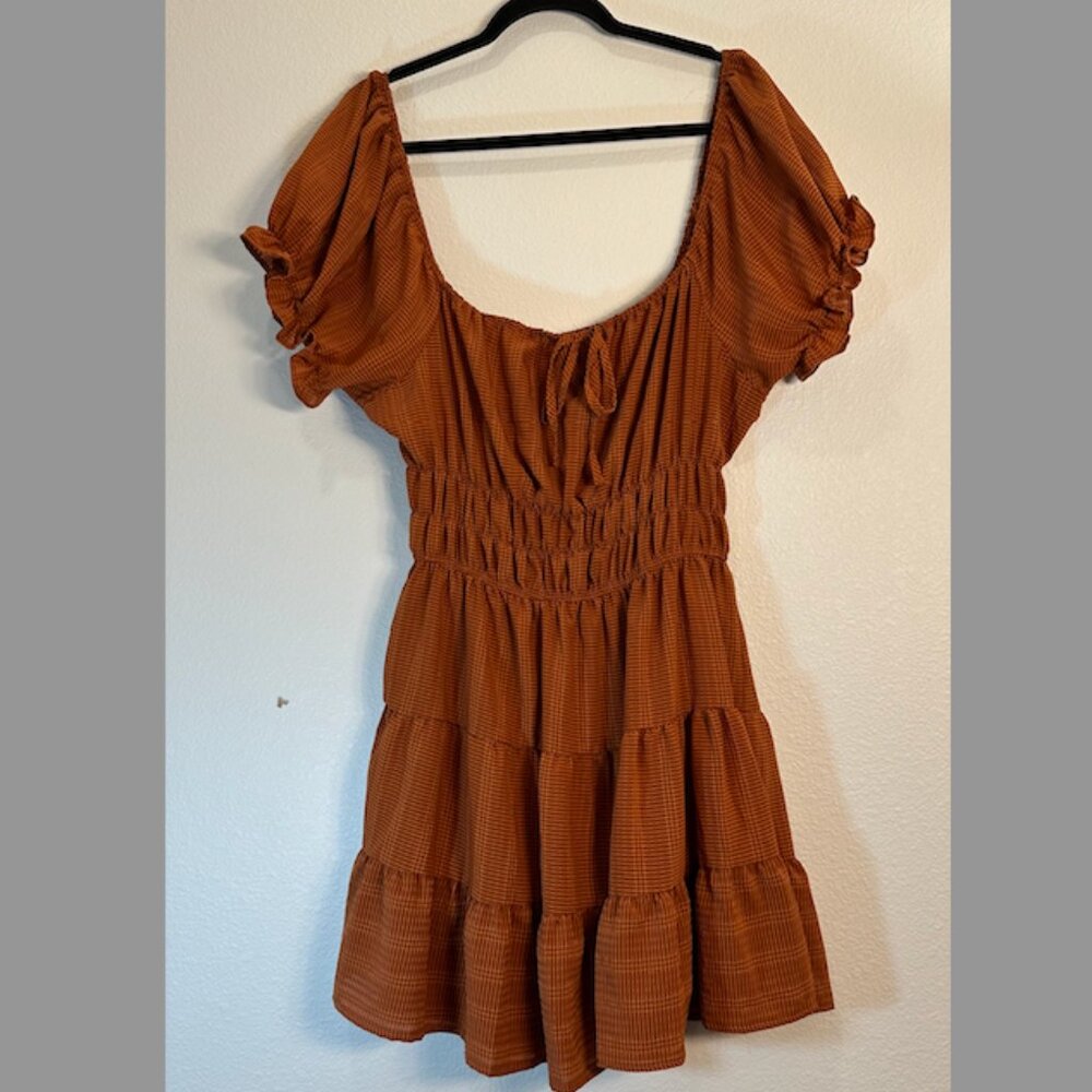 Liberty Love Short Sleeve / Off-the-Shoulder Dress – Rust (XL) - Picture 3 of 5